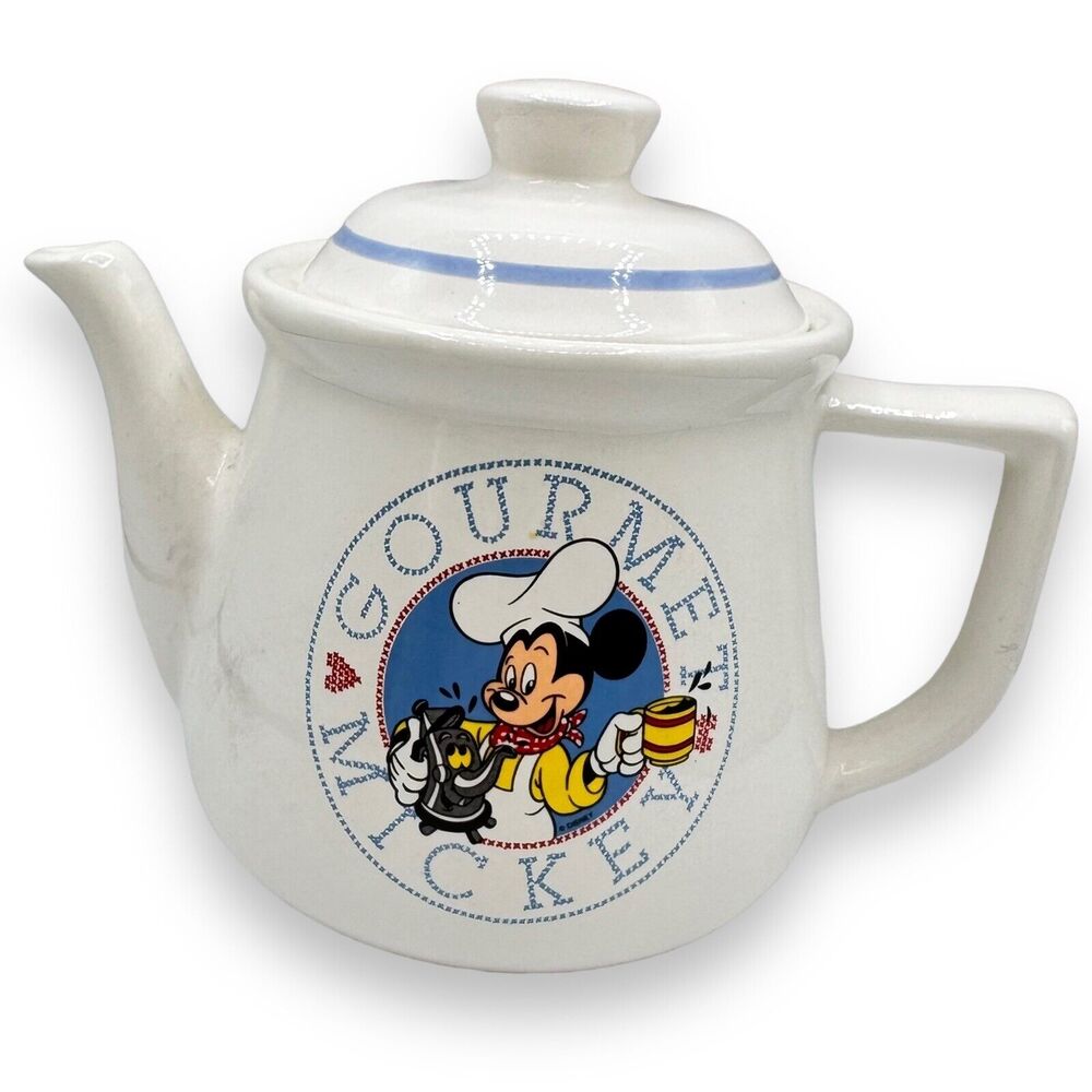 Vintage 90s Gourmet Mickey Mouse Disney Parks Treasure Craft Teapot 6.5" Retro
